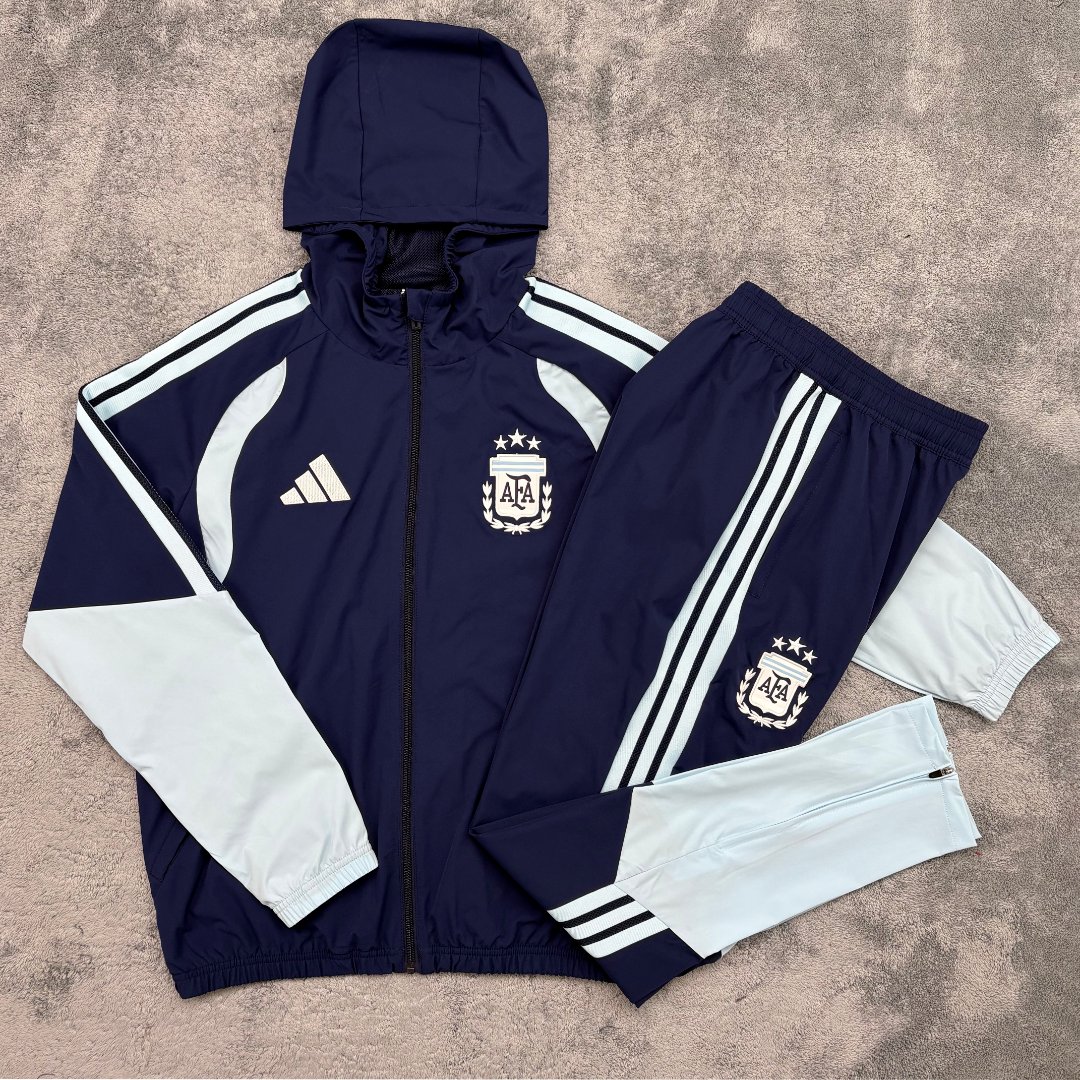 AAA Quality Argentina 25/26 Windcoat Hoodie Tracksuit-Navy Blue